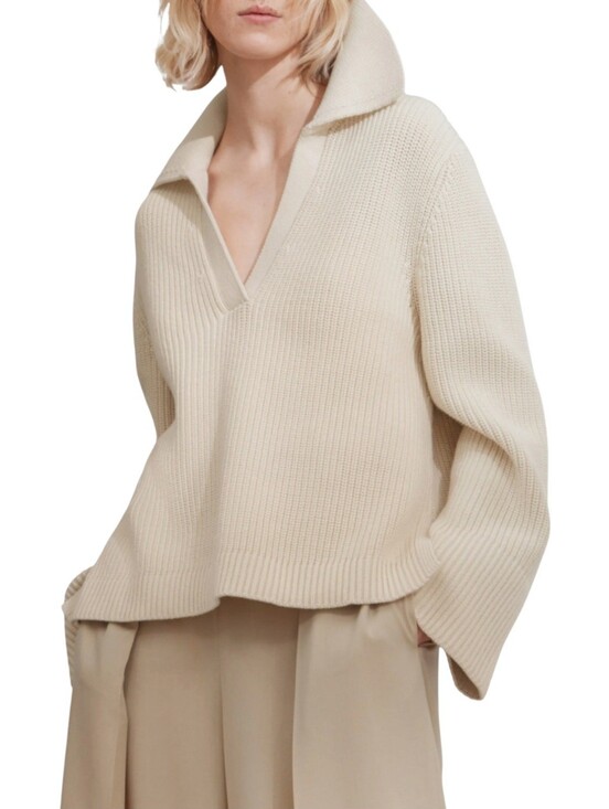 & Other Stories Sweaters - & Other Stories Cream Cable Knit Oversized Cotton Sweater Size Small